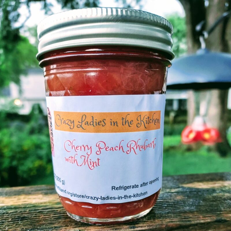 Cherry Peach Rhubarb Jam with Mint
